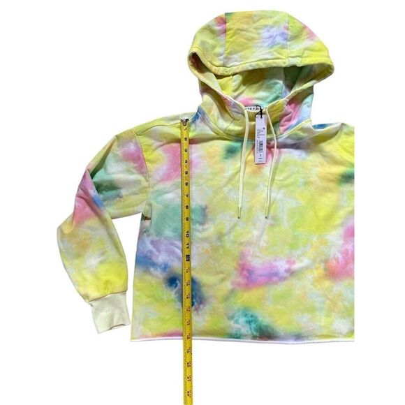 ALICE + OLIVIA Niki Funnel Neck Cropped Hoodie in Beachside Tie Dye NWT Size S - Picture 10 of 16